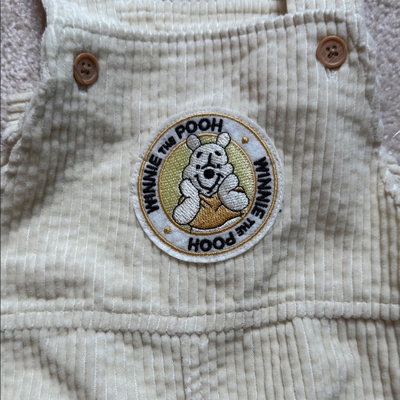 Disney Cream Corduroy Overalls with Pooh Patch NWT - Picture 3 of 7
